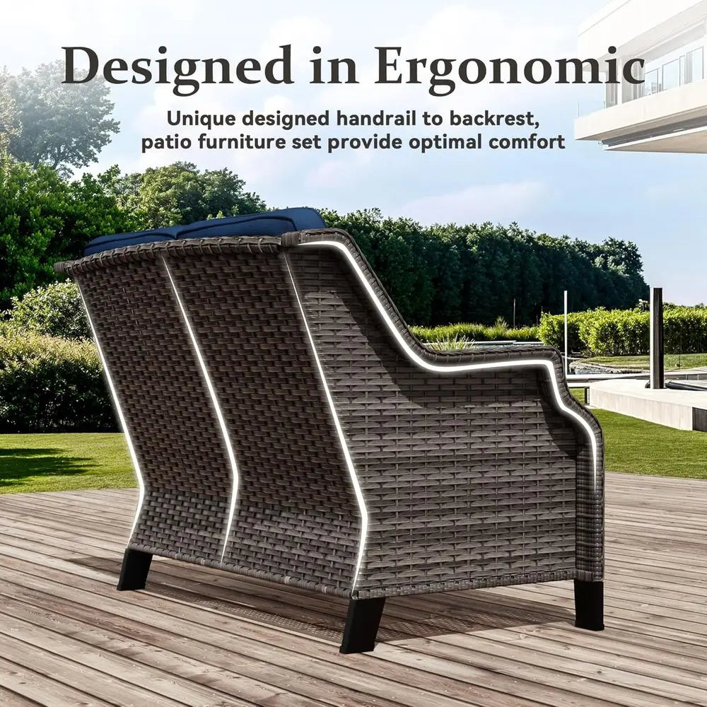 Outdoor Patio Wicker Loveseat With Cushions For Garden Balcony