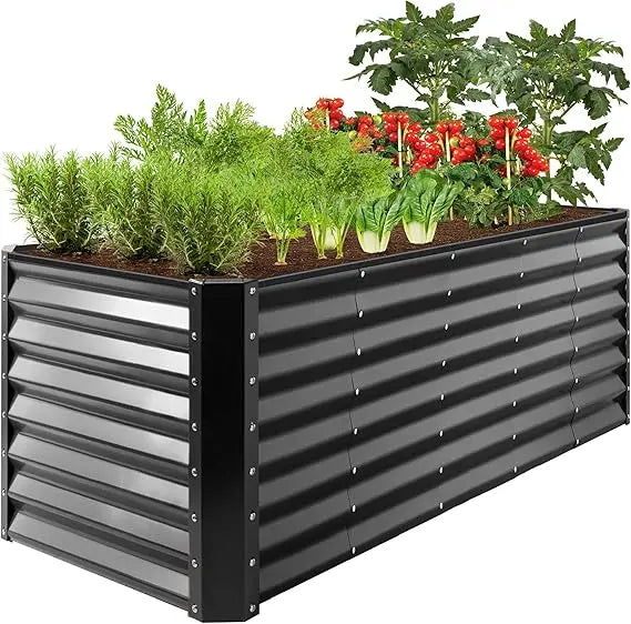 8x2x2ft Raised Metal Garden Bed Rectangular Planter Box for Herbs and Vegetables
