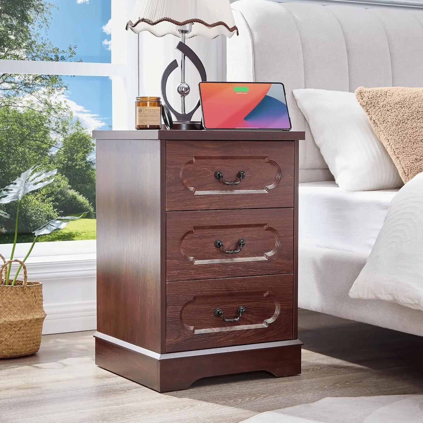 Farmhouse Cherry Wood Dresser Chest Of Drawers For Bedroom