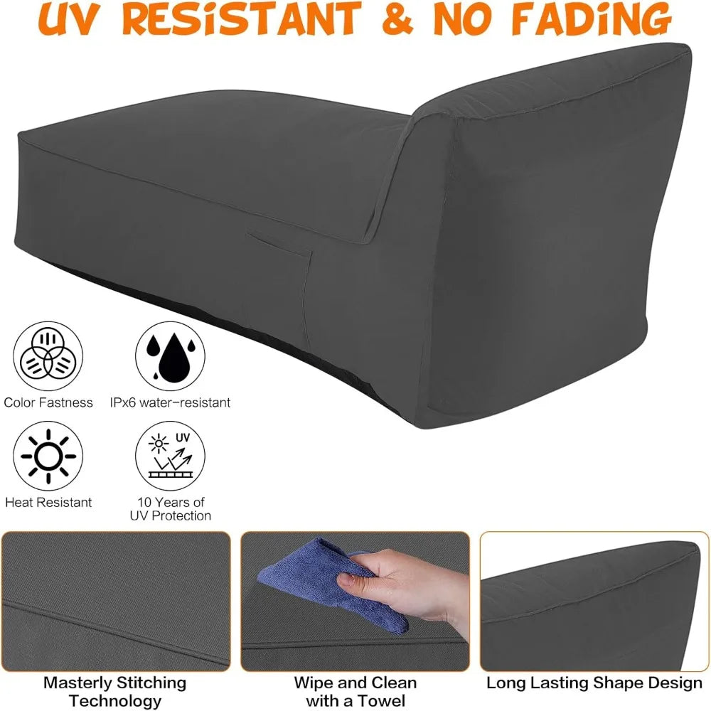 MKDK Outdoor Chaise Lounge Reclining Waterproof Sunbed