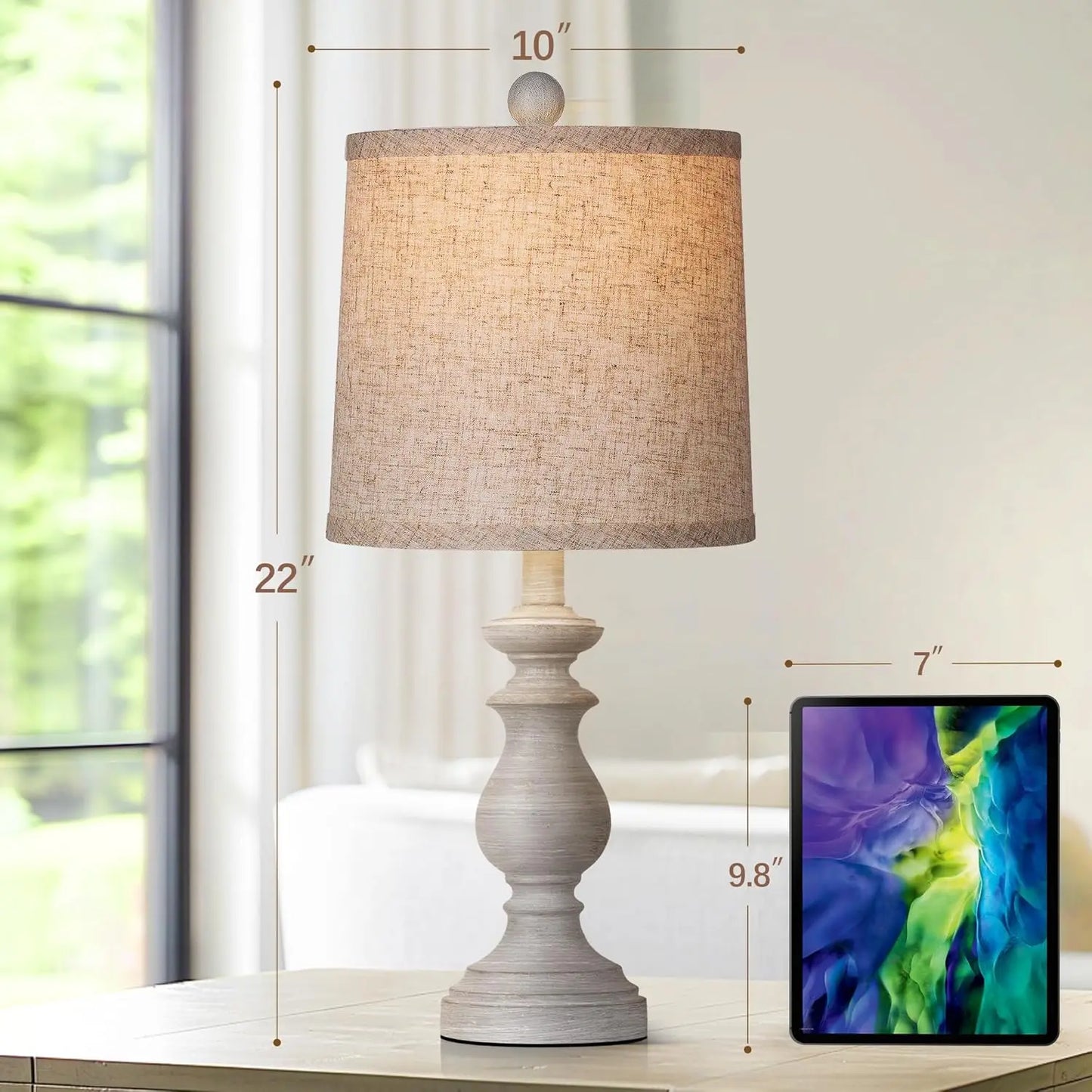 Rustic Farmhouse Table Lamps Set of 2 Linen Shades