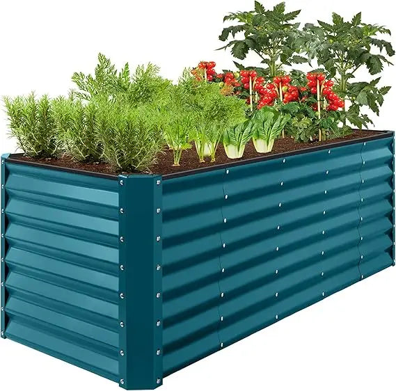 8x2x2ft Raised Metal Garden Bed Rectangular Planter Box for Herbs and Vegetables