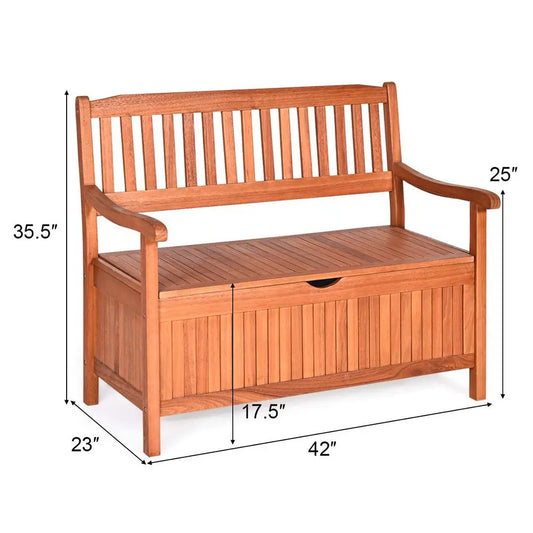 Outdoor Wood Storage Bench With Removable Dustproof Lining