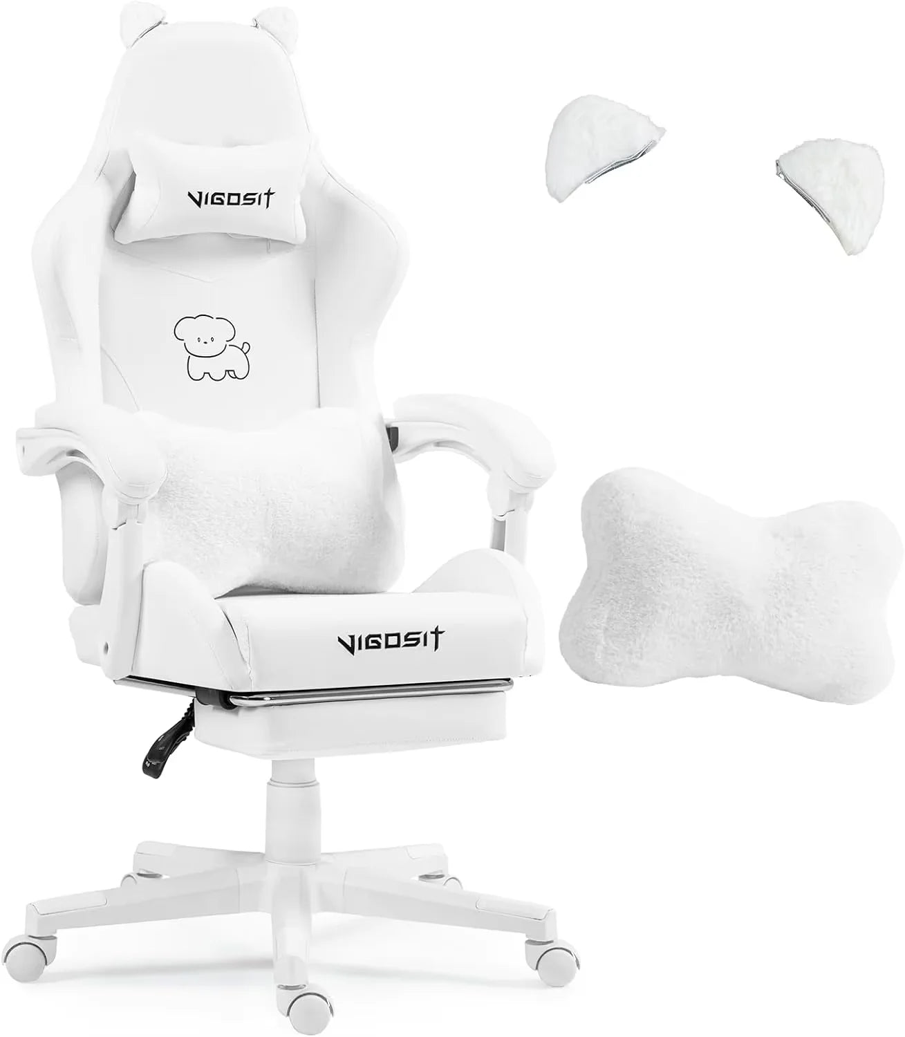 Vigosit Gaming Chair With Cute Ears And Kawaii Pillow Lumbar Support