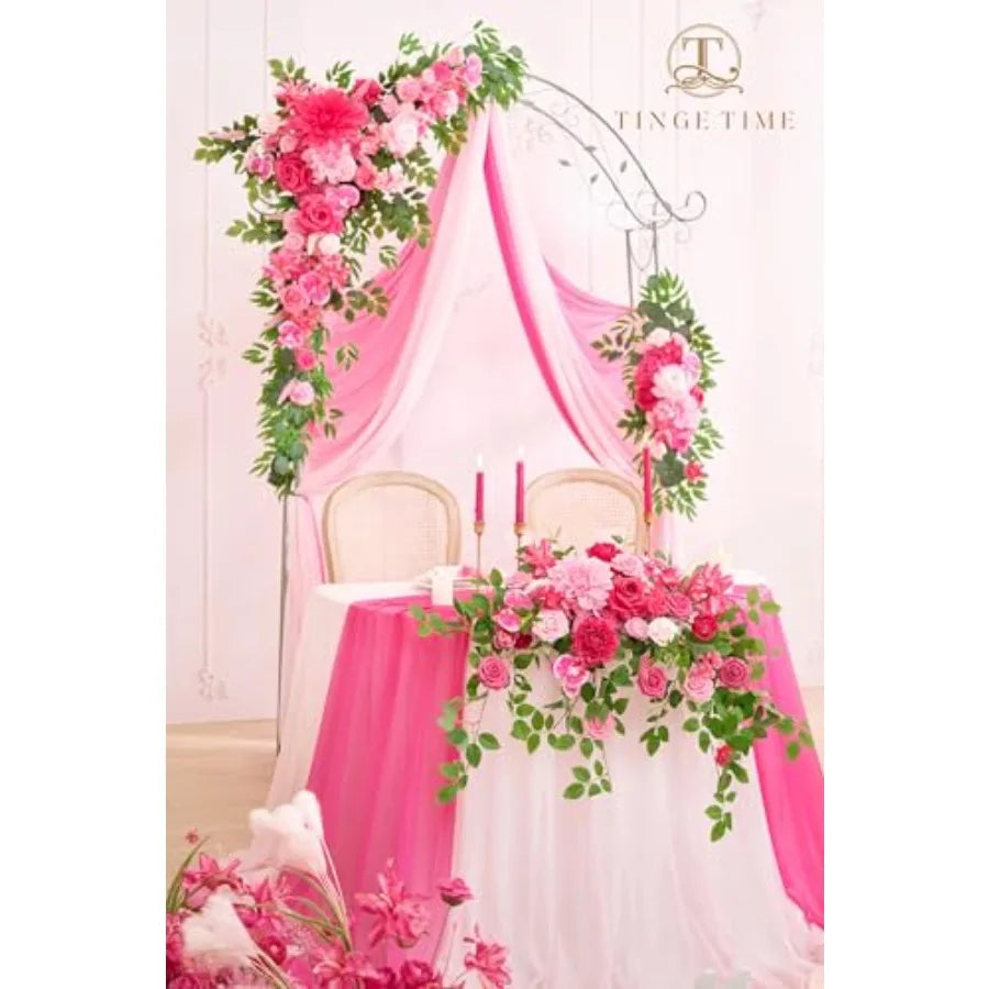 Artificial Sweetheart Flower Swag Table Linen Set For Weddings