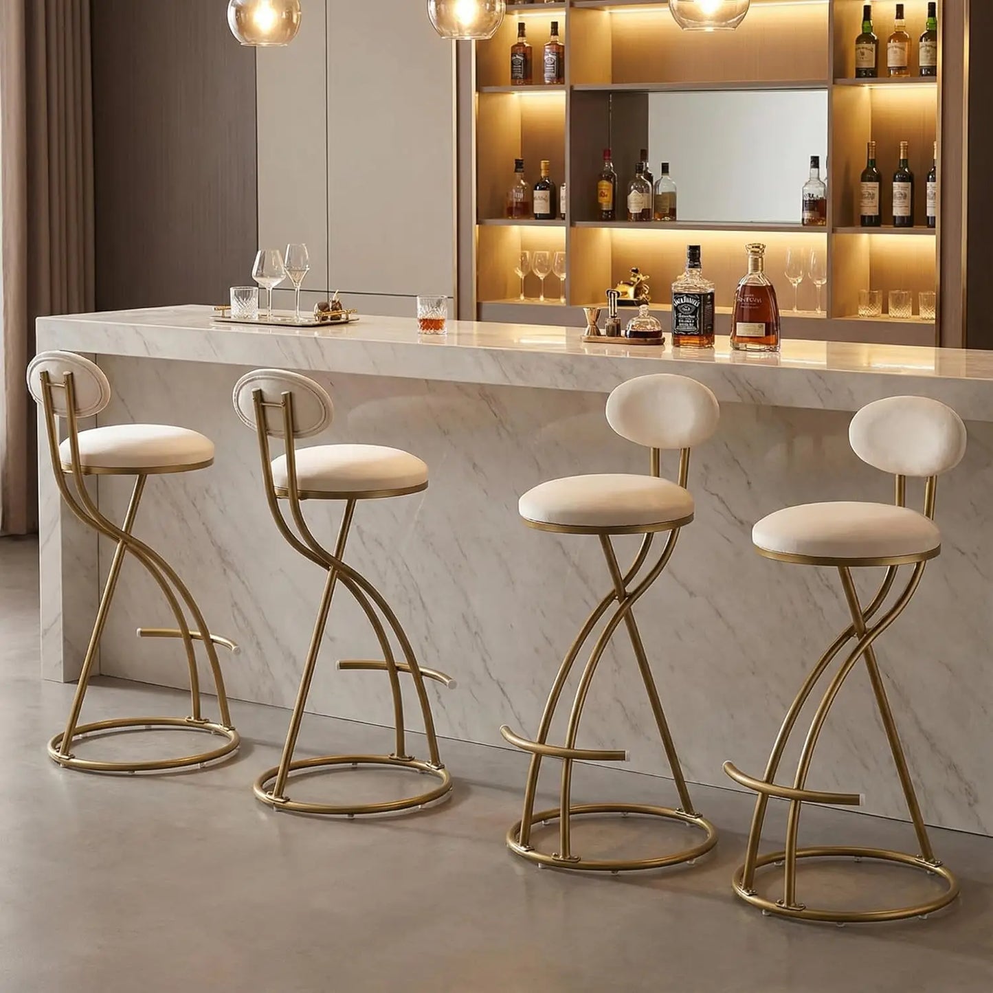Frame Velvet Bar Stools Set Of Four