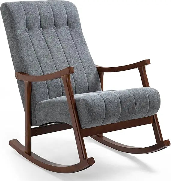 RBXC Modern Upholstered Rocking Chair With Fabric Padded Seat