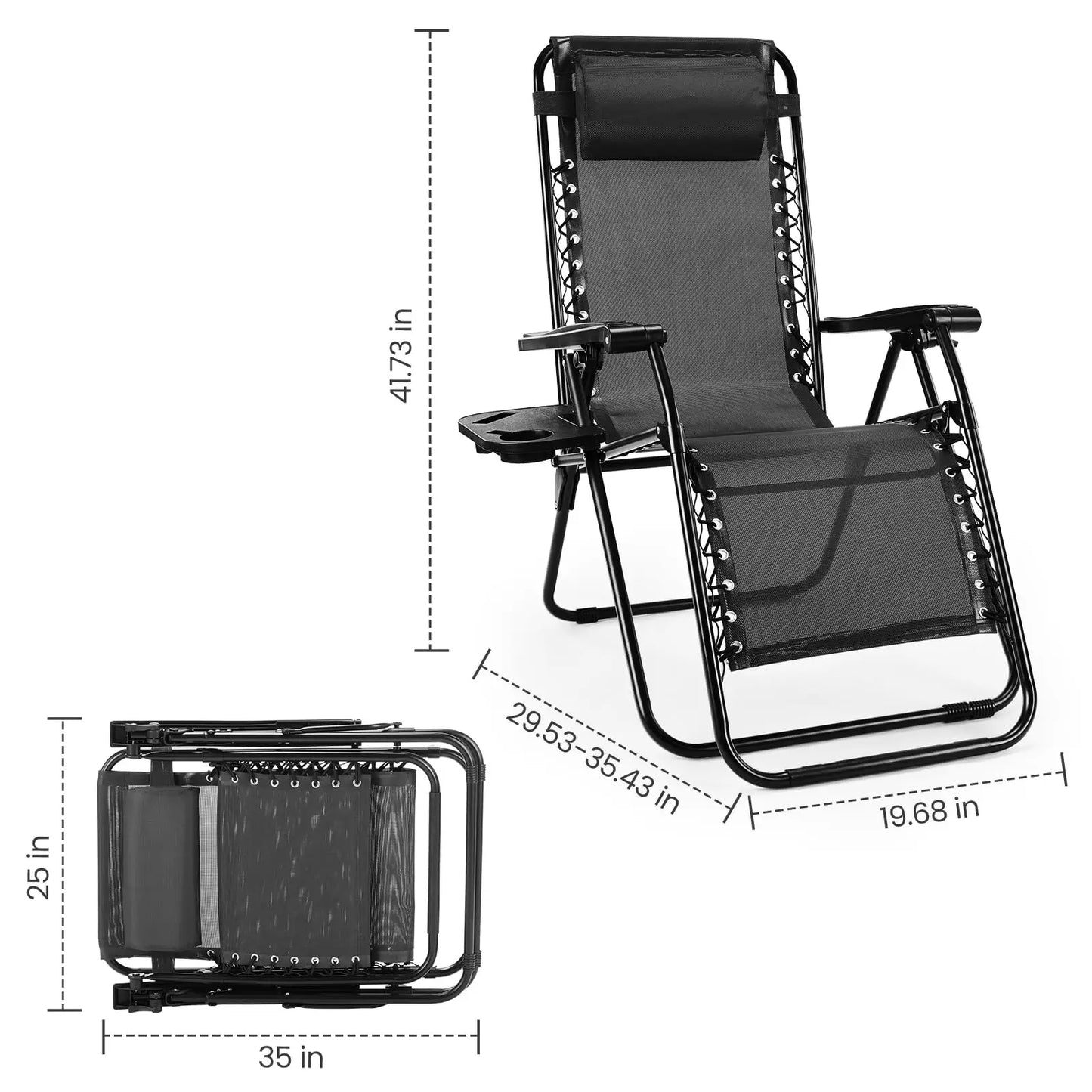 JHK Zero Gravity Recliner Bundle of Two Cupholder Trays