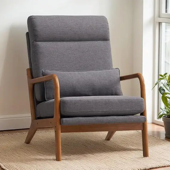 Mid Century Modern Accent Chair with Pillow Upholstered Lounge Armchair