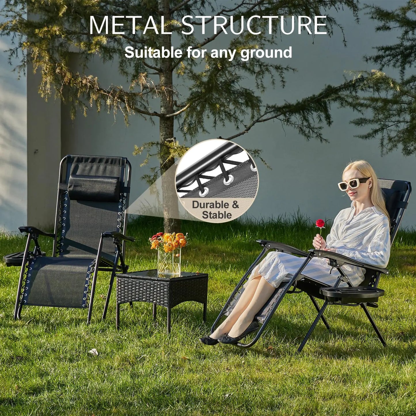 JHK Zero Gravity Recliner Bundle of Two Cupholder Trays