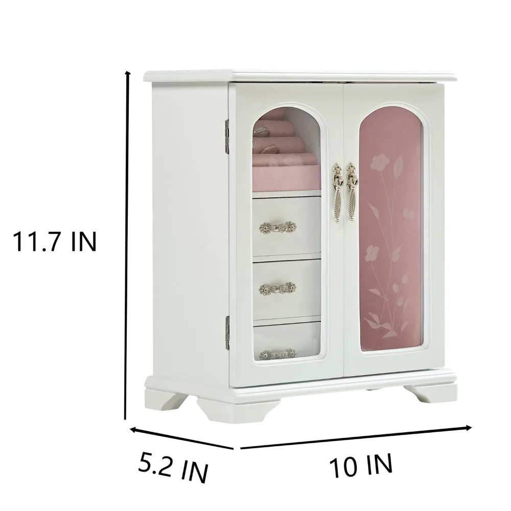 Solid Wood Jewelry Box with Rotating Necklace Rack