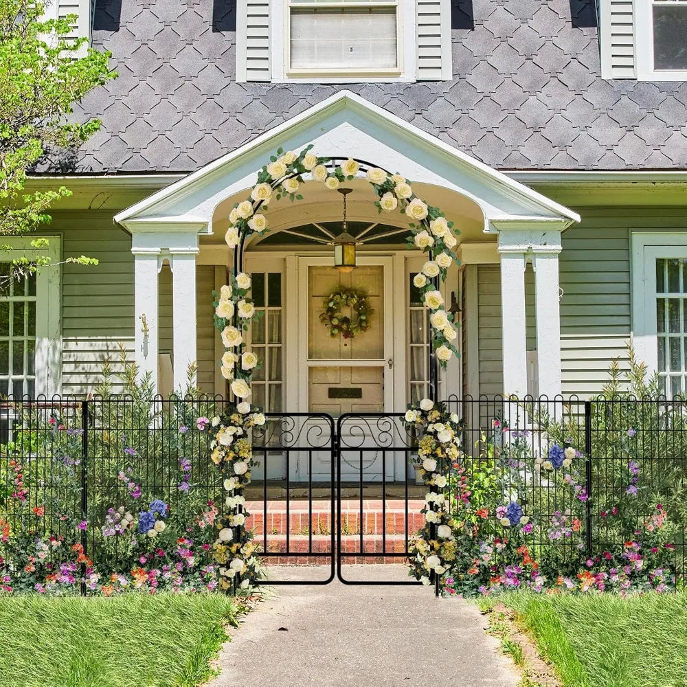 MKDK Garden Fence And Arch Set With Heavy Duty Arbor Gate