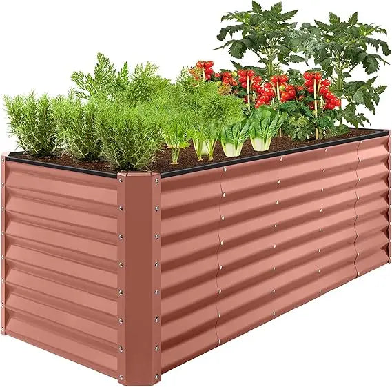 8x2x2ft Raised Metal Garden Bed Rectangular Planter Box for Herbs and Vegetables
