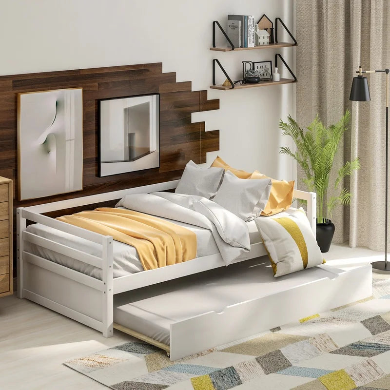 Daybed With Trundle Frame Bamboo Construction For Bedroom