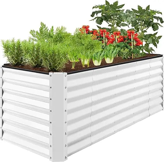 8x2x2ft Raised Metal Garden Bed Rectangular Planter Box for Herbs and Vegetables