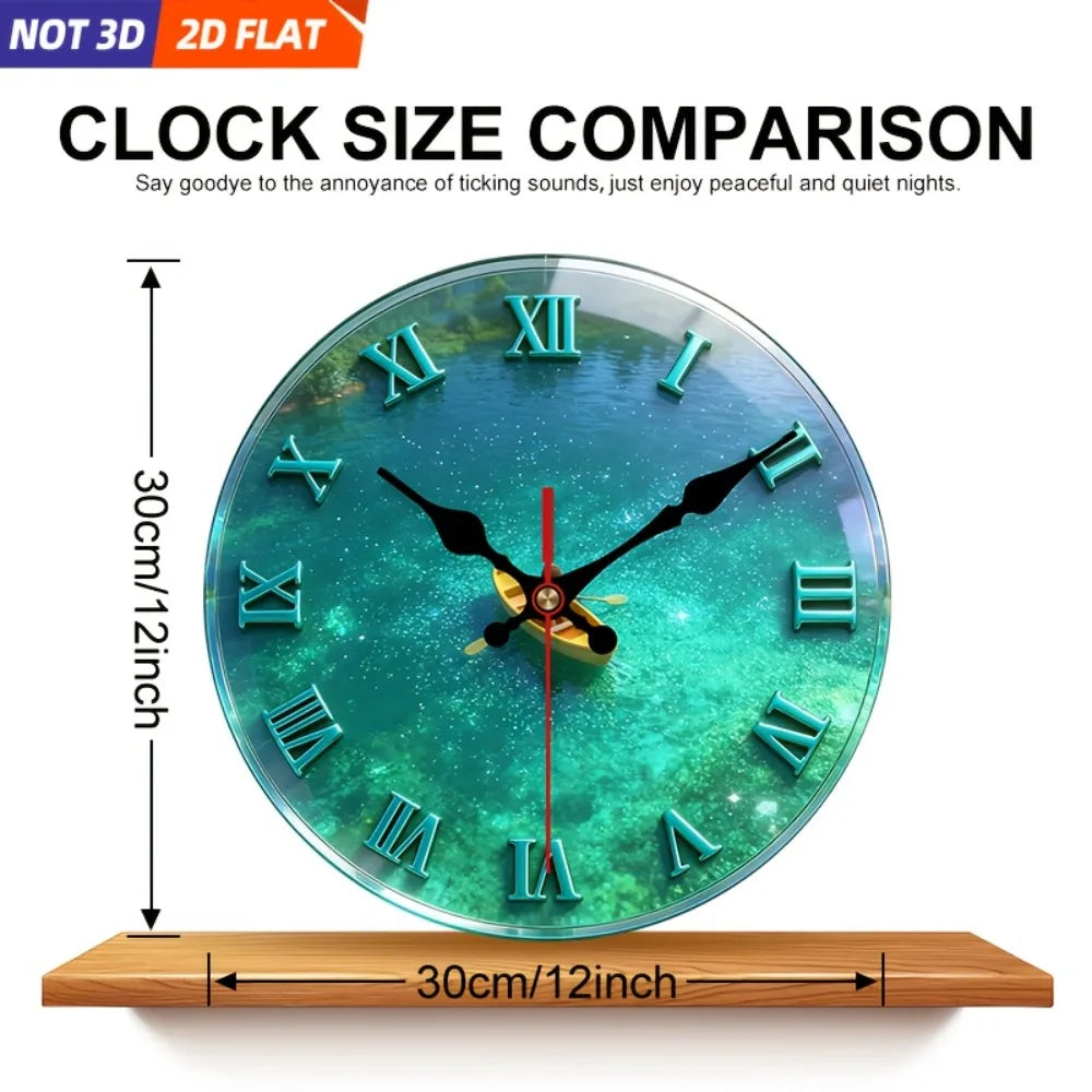 XMSJ Silent Water Theme Wooden Wall Clock Home Decor