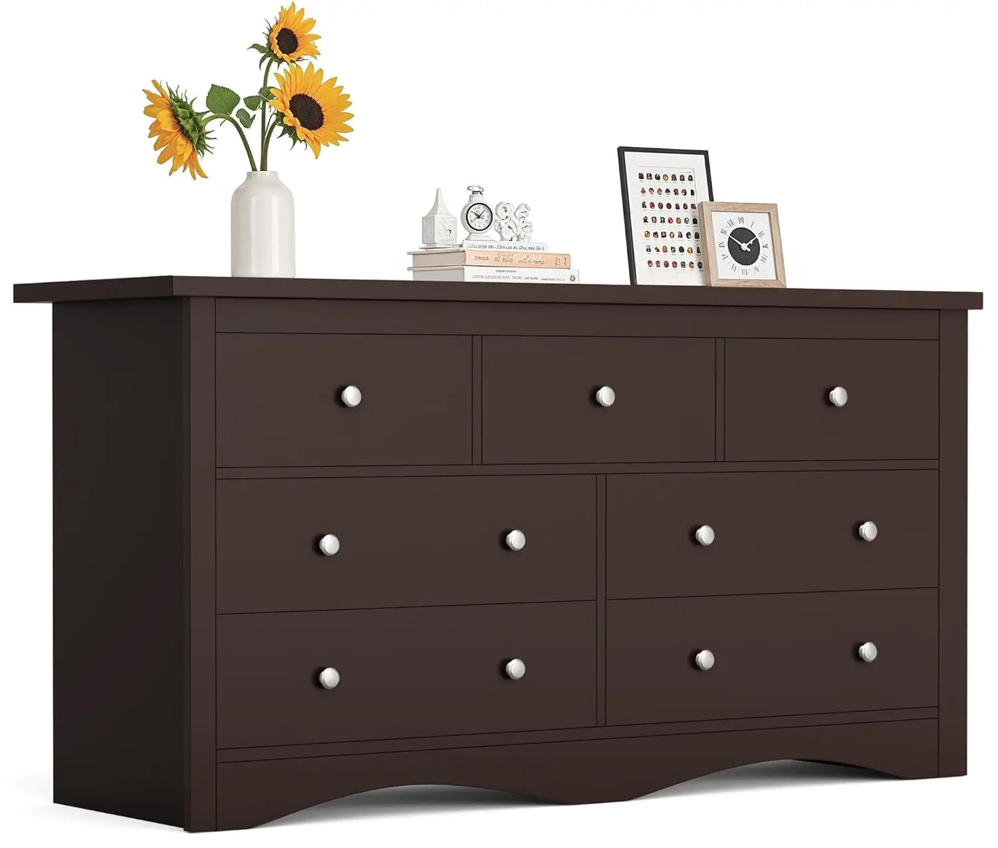 Furmax Dresser For Bedroom 7 Drawer Chest TV Stand Storage