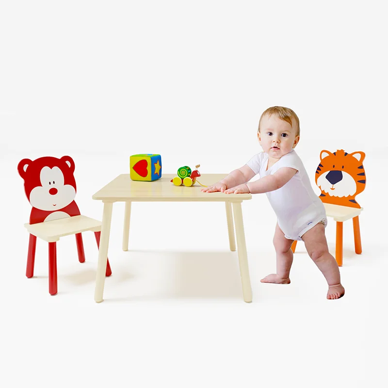 AZIAMOR Kids Table And Chairs Set Wooden Toddler Activity Table
