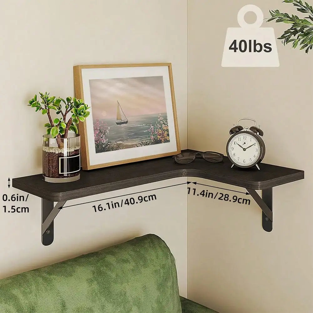Rustic Wood Corner Floating Shelves Wall Mounted Organizer