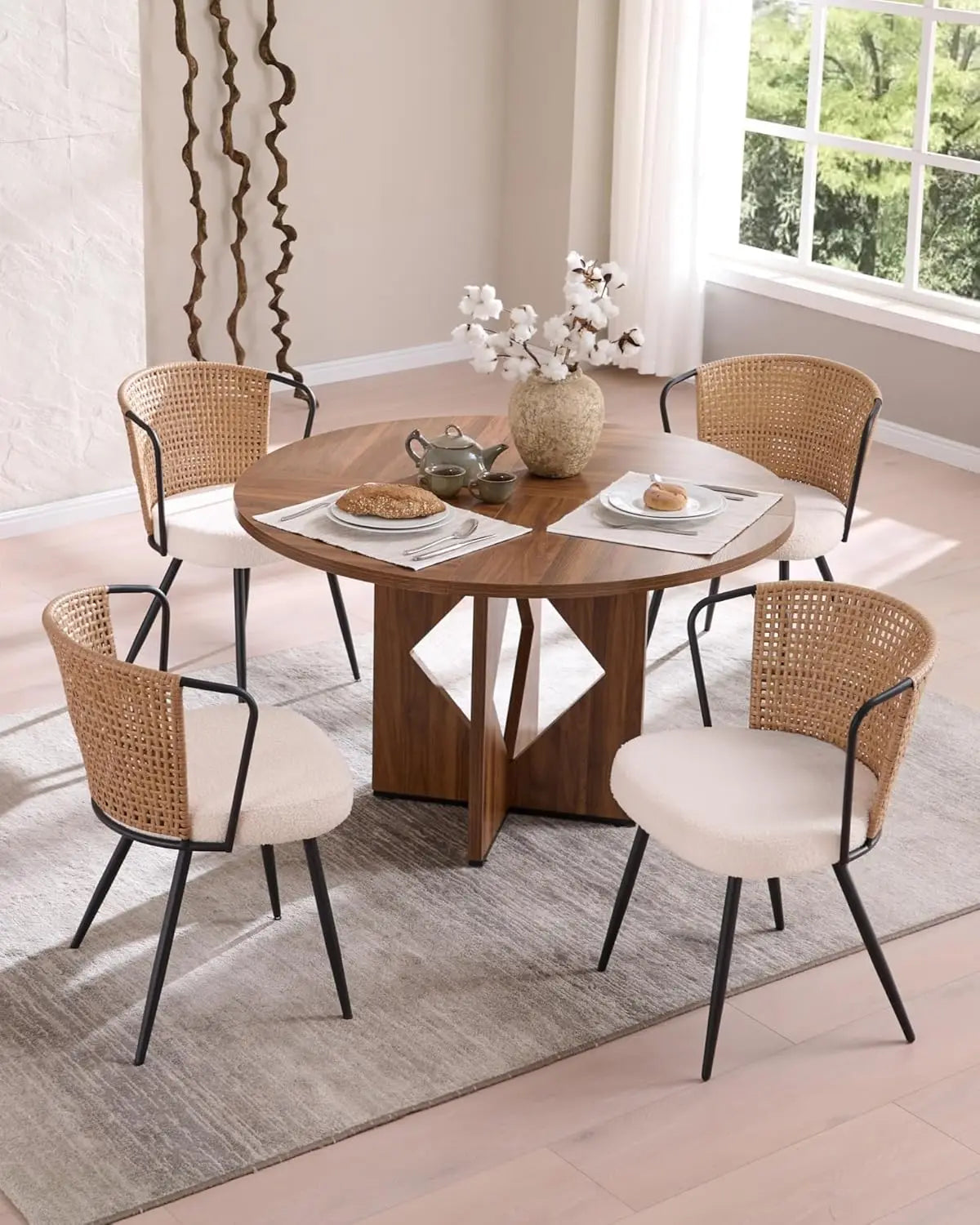 Dining Chair Set Modern Farmhouse Upholstered Wingback