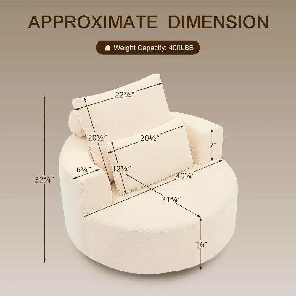 RBXC Barrel Swivel Chair 360 Rotation Chenille Cushioned Comfort