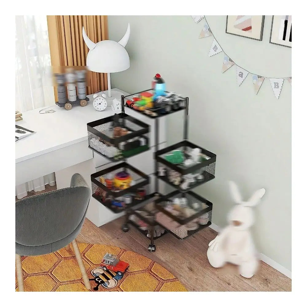 Rotating Kitchen Storage Shelf 5-Tier Metal Fruit Rack