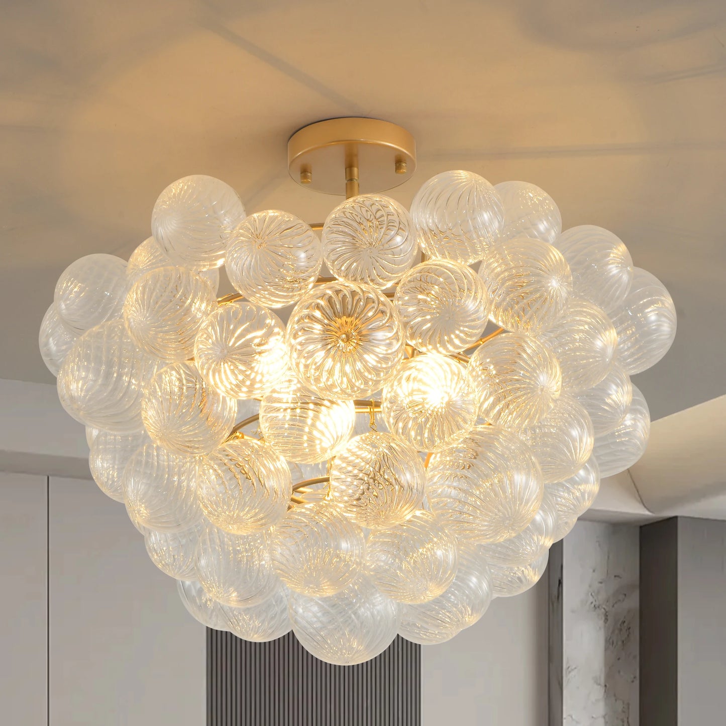 Glass Globe Pendant Light Chandelier For Living Room Decor
