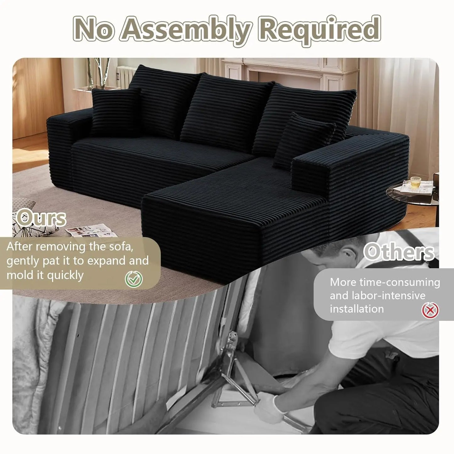 L Shaped Cloud Couch With Chaise Lounge Modular Sectional