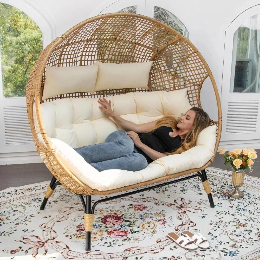 Outdoor Double Egg Lounge Chair For Patio And Balcony