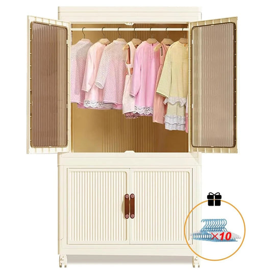 Bardrobe Foldable Wardrobe Cabinet With Wheels 2 Drawer