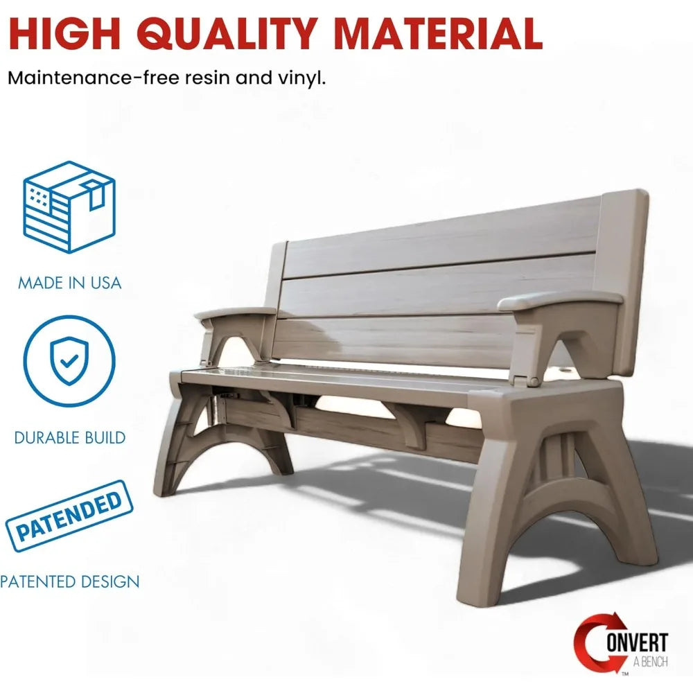 DAFIFY Two in One Outdoor Bench Picnic Table Weatherproof