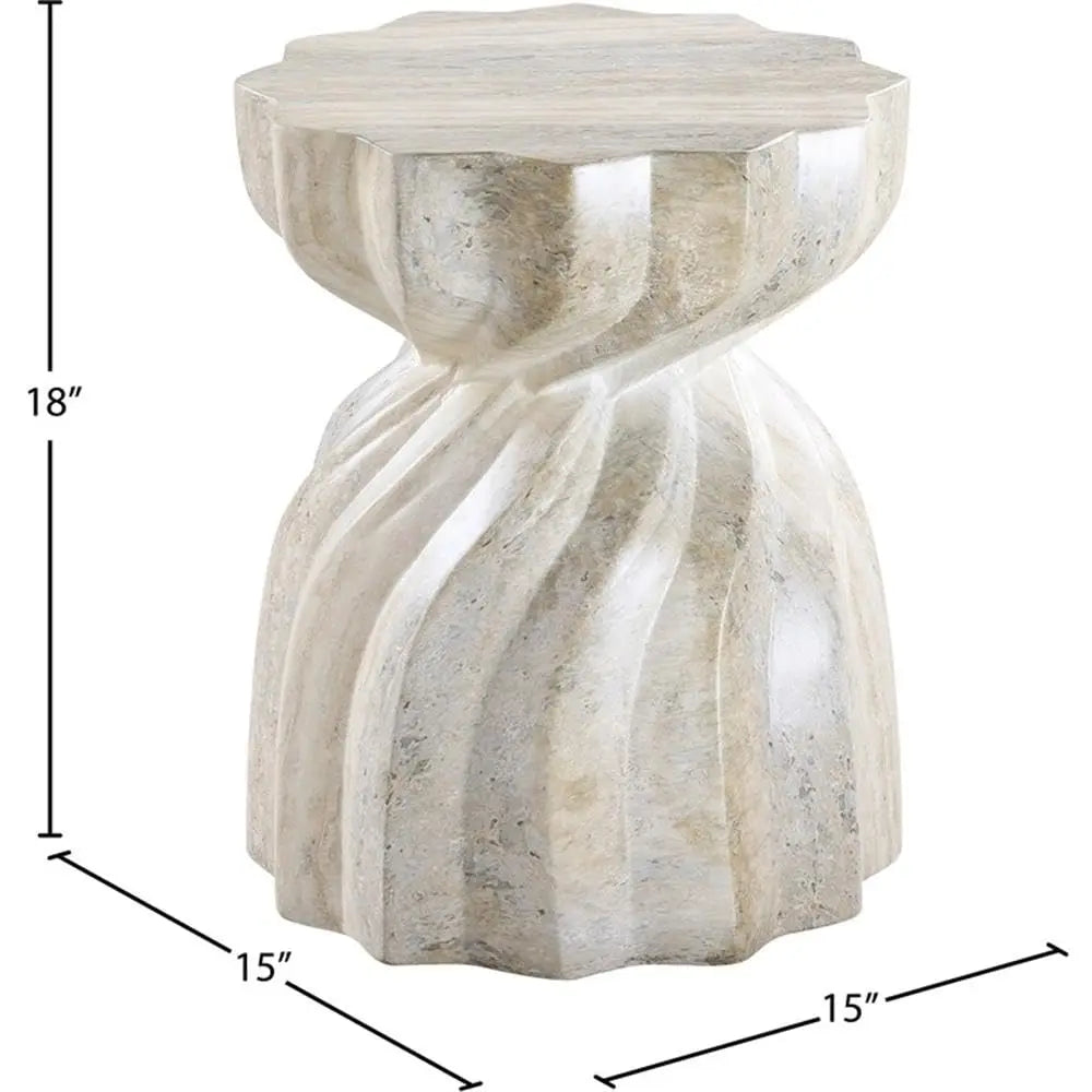 Travertine Concrete End Table Art Deco Indoor Outdoor