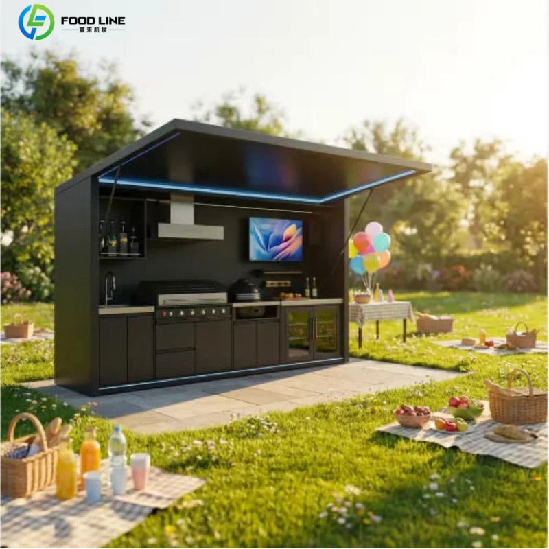 Outdoor Stainless Steel BBQ Pod With Sink And Fridge