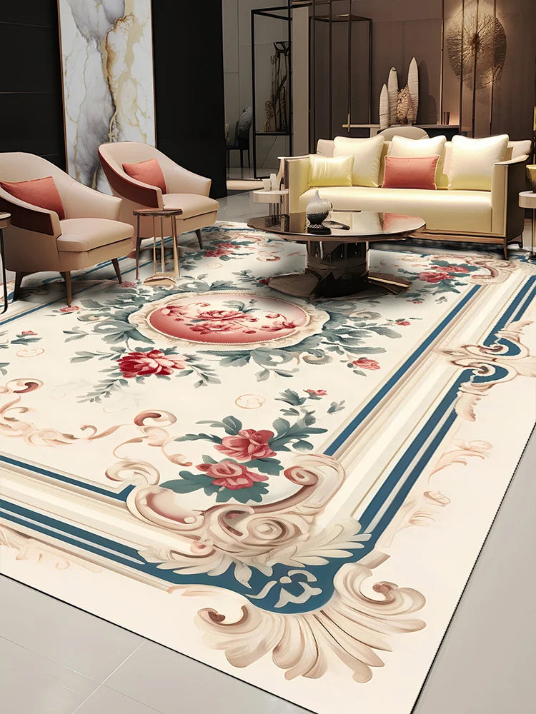Pastoral Style Polyester Floor Rug for Living Room Bedroom