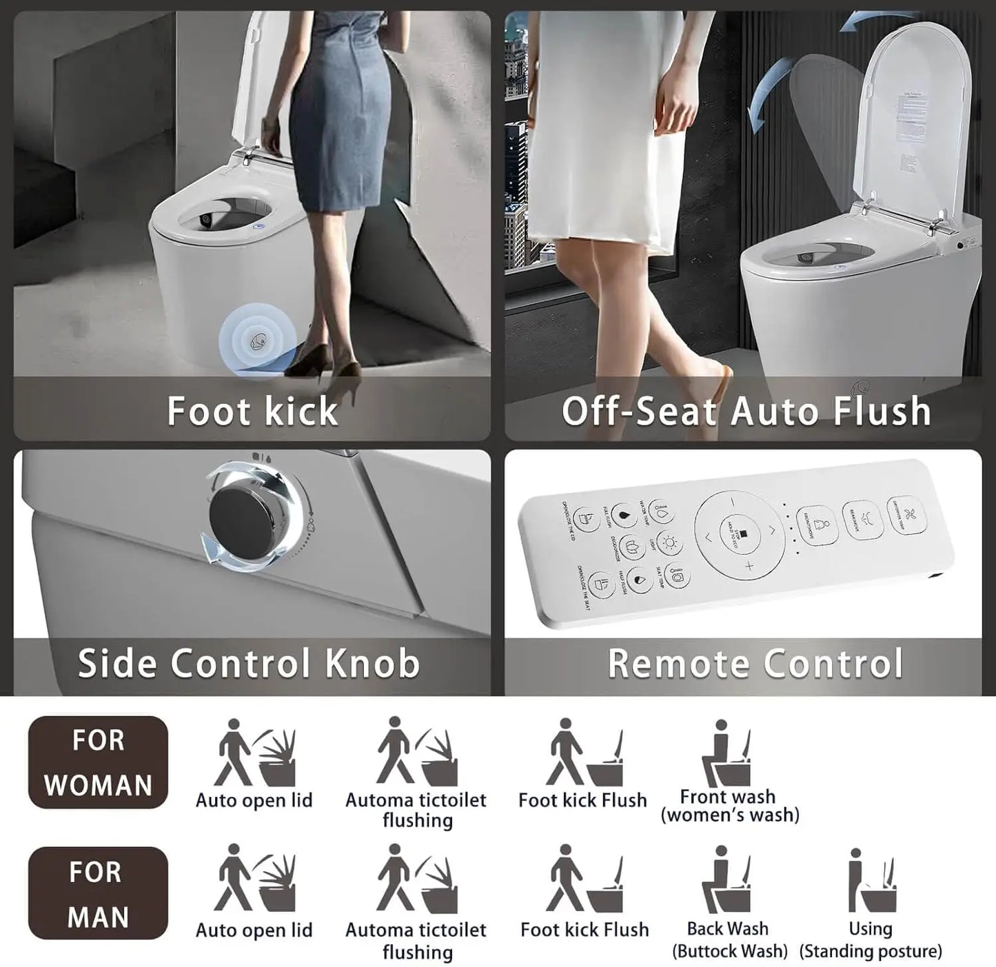 Sh.Kl Smart Toilet Bidet With Remote Control Heated Seat