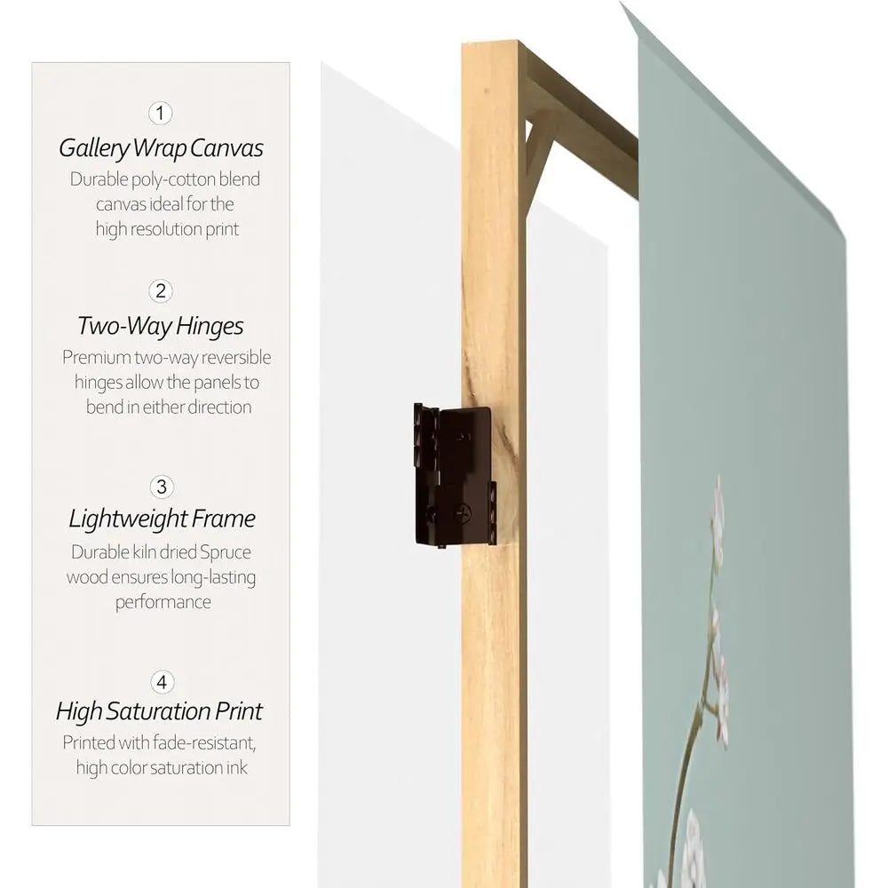 Canvas Room Divider Birds And Plum Blossoms Four Panel