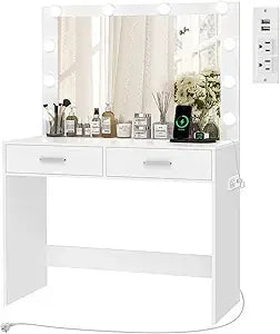 XMSJ Vanity Desk With Mirror And Lights