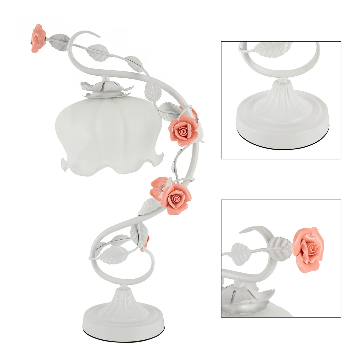 Modern Stained Glass Flower Table Lamp With Switch