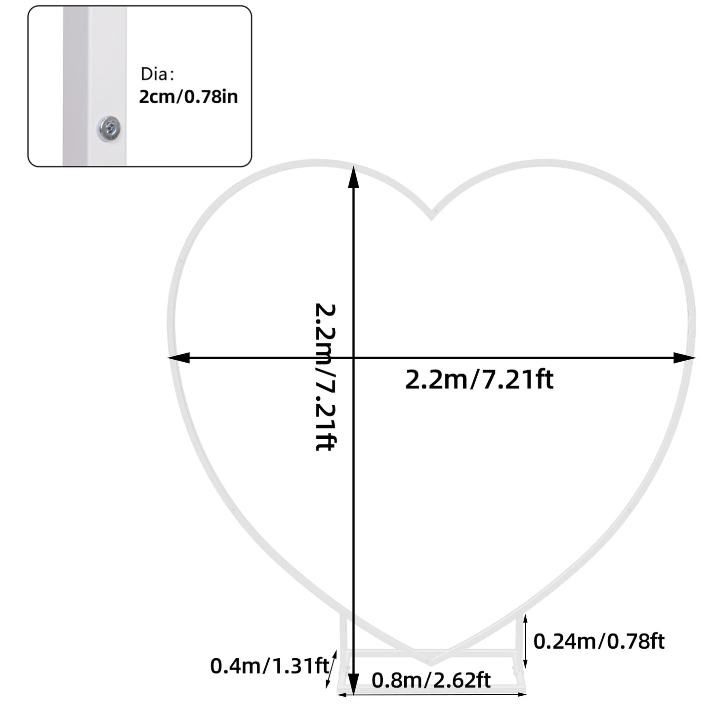 Heart Shape Wedding Arch Stand Metal Base Backdrop Frame