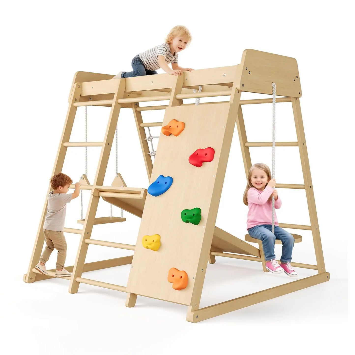 HiMISS 8 In 1 Montessori Wooden Indoor Jungle Gymnasium