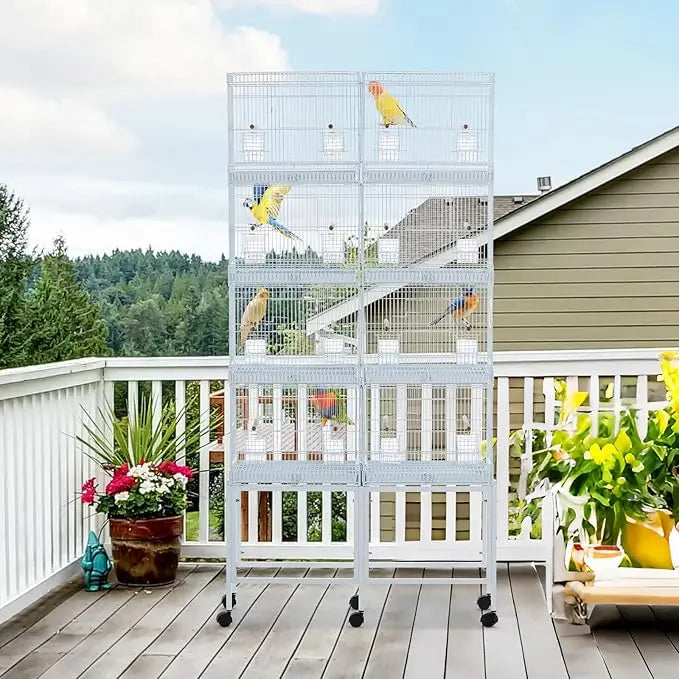 HiMISSCN Parrot Playstand With Wheels And Perches Ladders