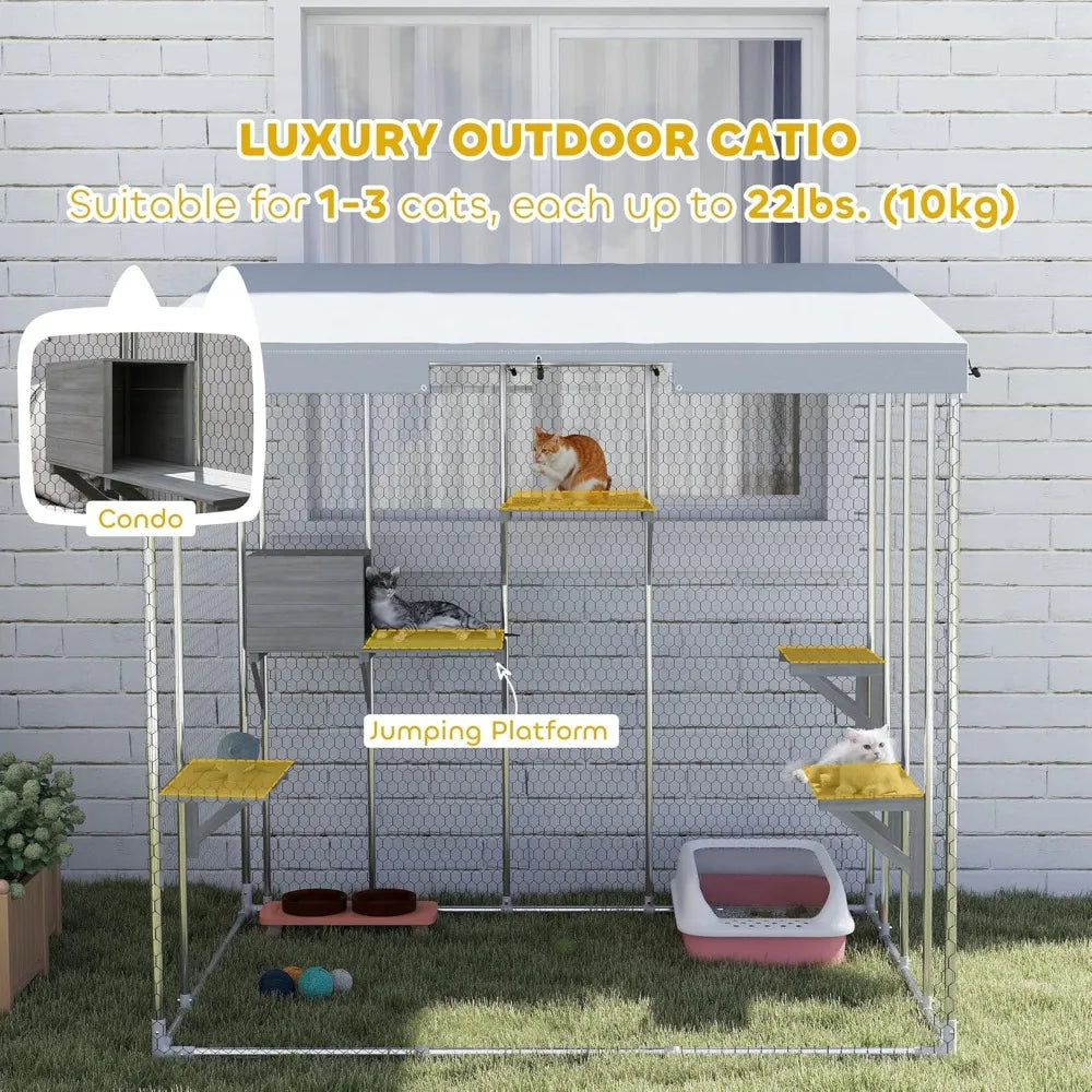 Walki Catio Outdoor Cat Enclosure With Waterproof Canopy