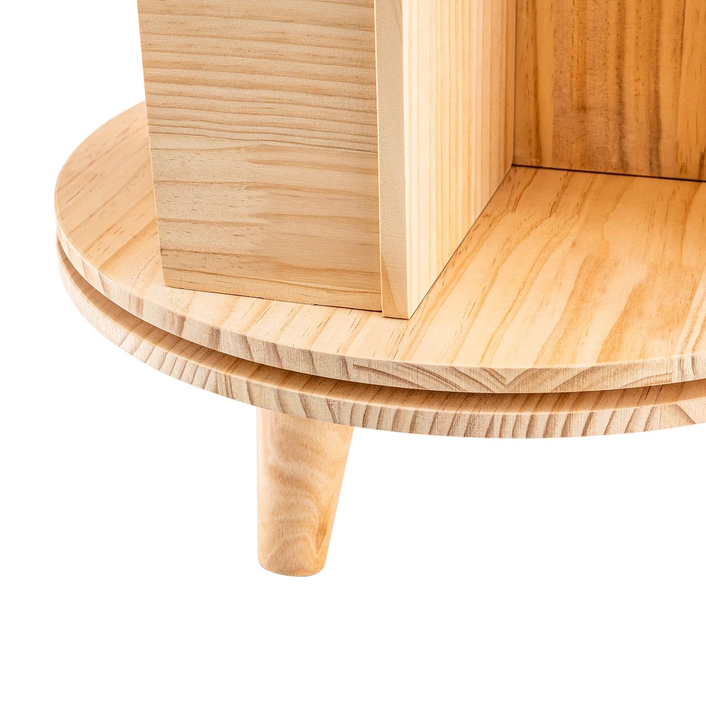 Rotating Bookshelf Pine Wood 2 Tier Display Shelf And Decor