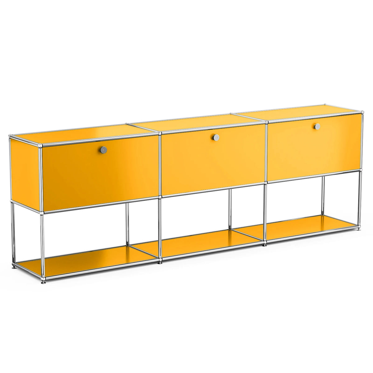 Modern Modular Sideboard Storage Cabinet Chrome Metal Frame Unit