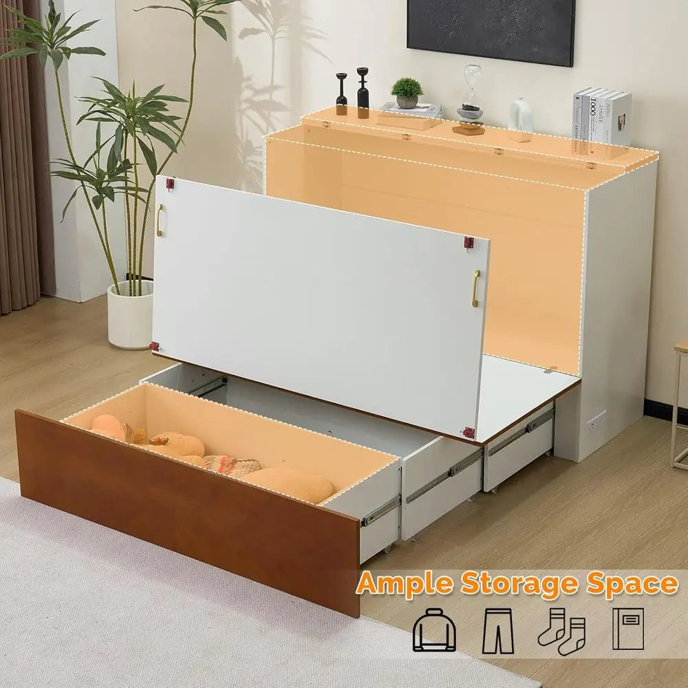 MKDK Murphy Bed With Storage And Dual Charging Station
