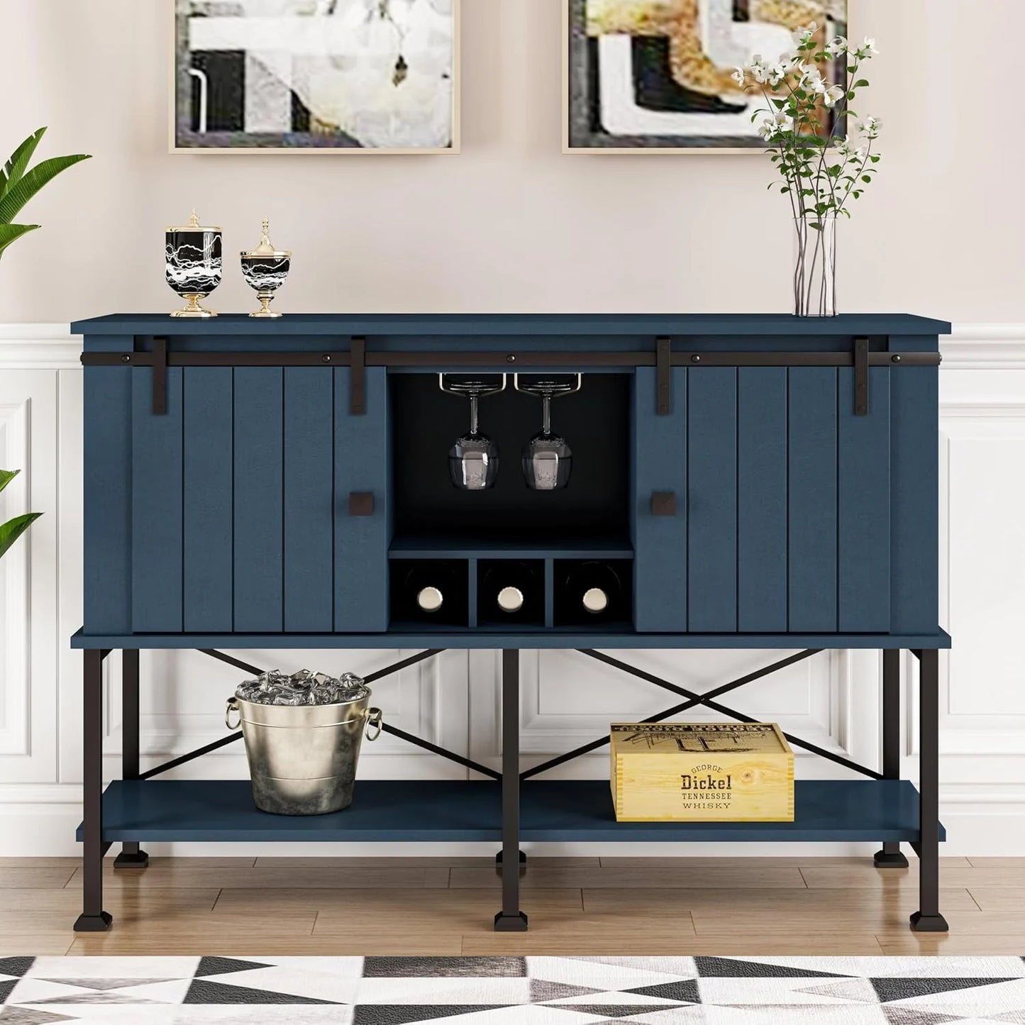 Zhendai Wine Cabinet With Sliding Barn Doors Wine Rack