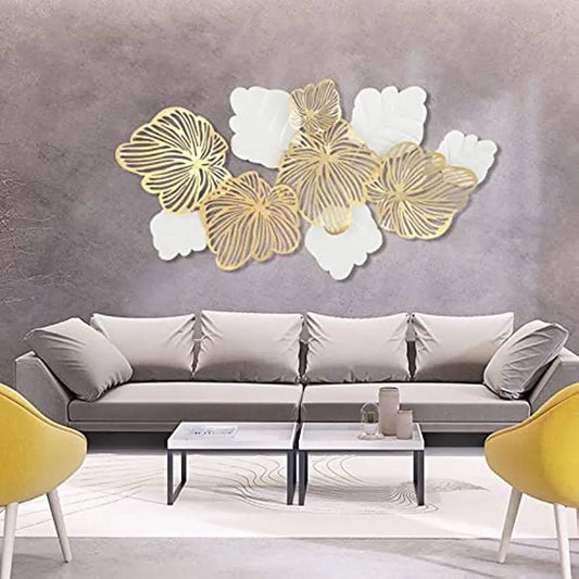 Hign-concerned Chemical 3D Gold Flower Leaves Wall Decor