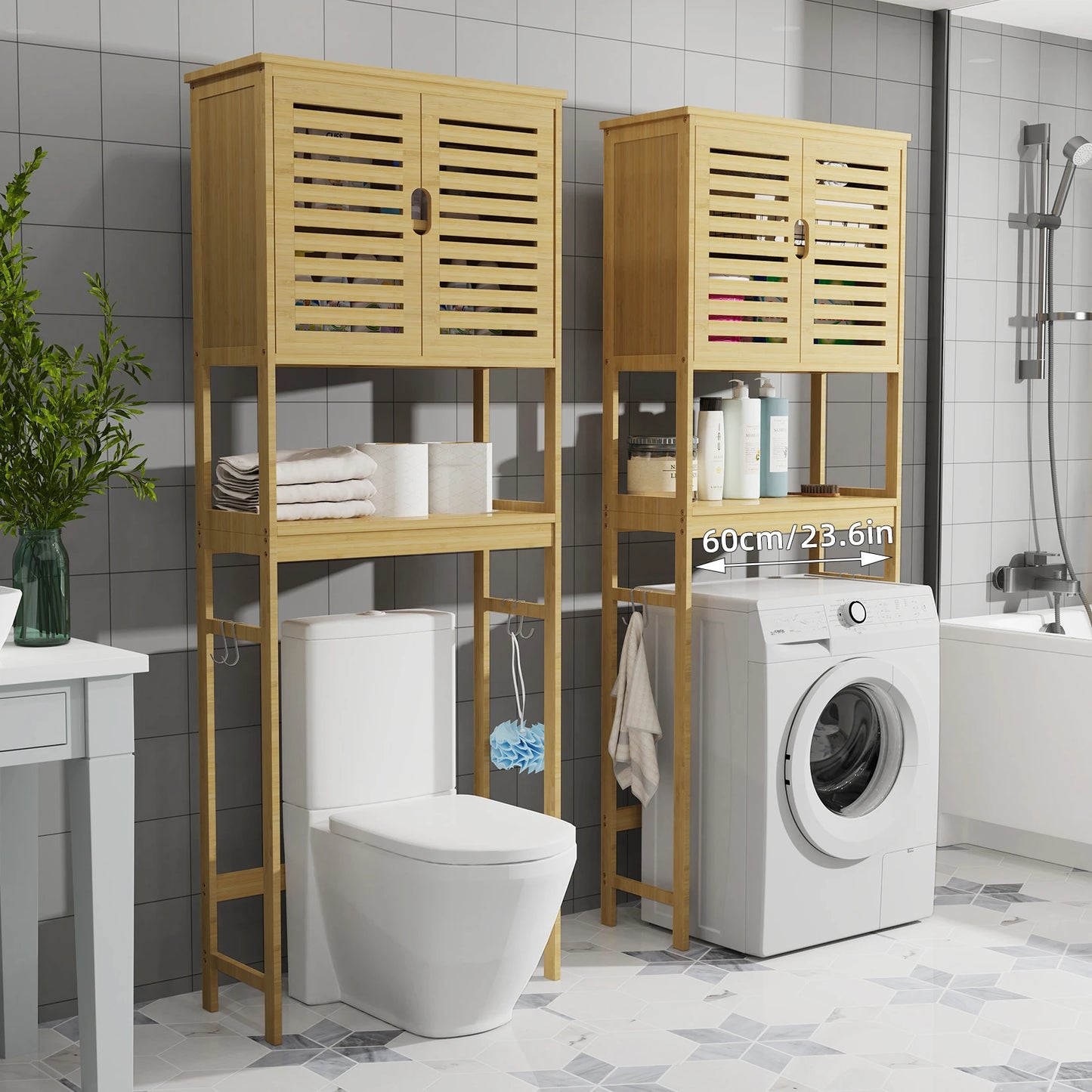 Wisfor Bamboo Over The Toilet Bathroom Storage Cabinet