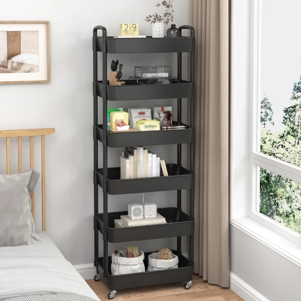NBVCX 6 Tier Rolling Utility Cart With Handle Office Living Room Kitchen