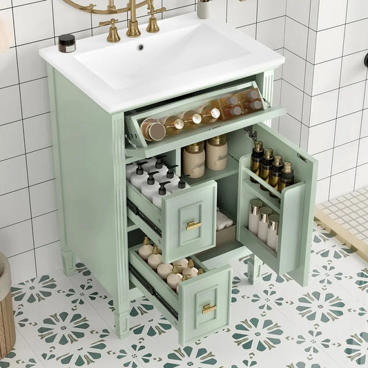 Bathroom Vanity With Sink Solid Wood MDF Cabinet Drawers